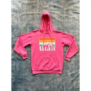 Point Pink Utah Mountain Sunset Hoodie Sweatshirt Medium